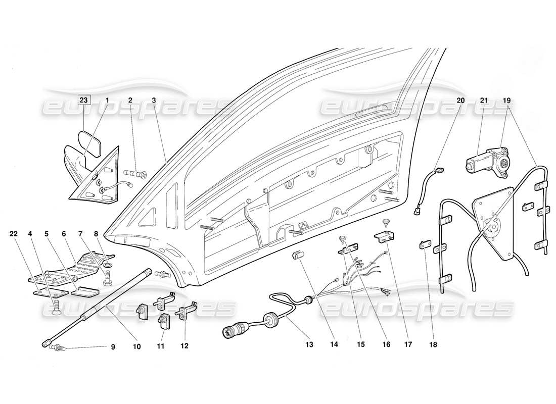 lamborghini diablo (1991) doors (valid for june 1992 version) part diagram