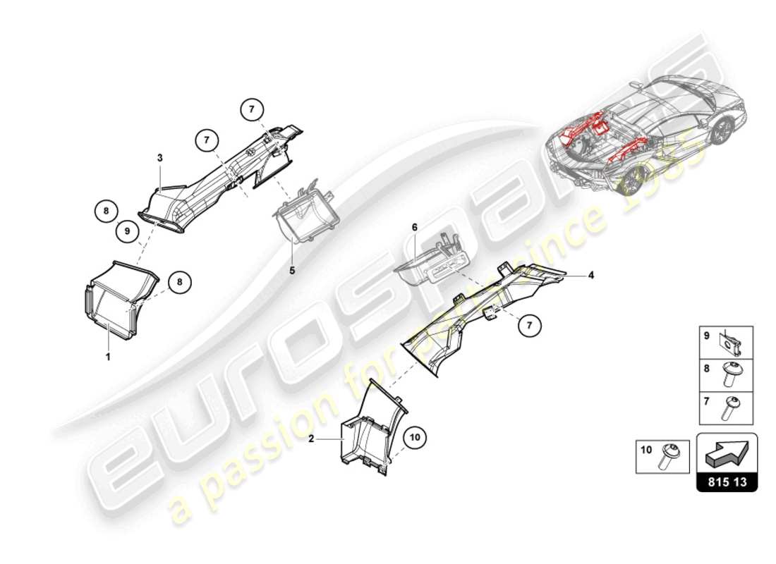 lamborghini sian (2021) air duct rear part diagram