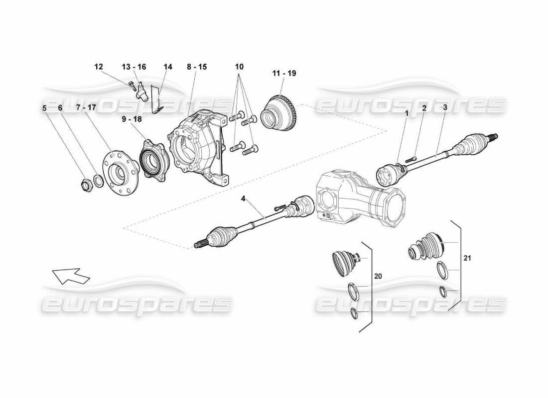 lamborghini murcielago lp670 front drive shaft part diagram