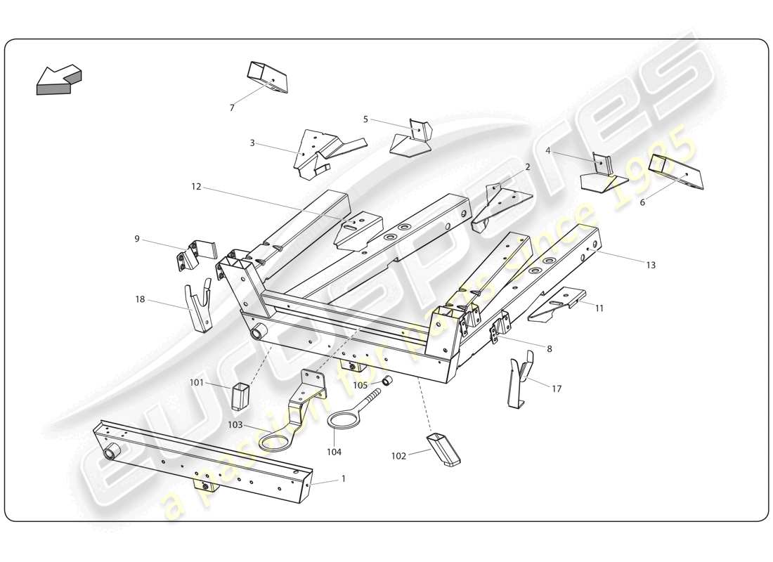 lamborghini super trofeo (2009-2014) chassis element part diagram