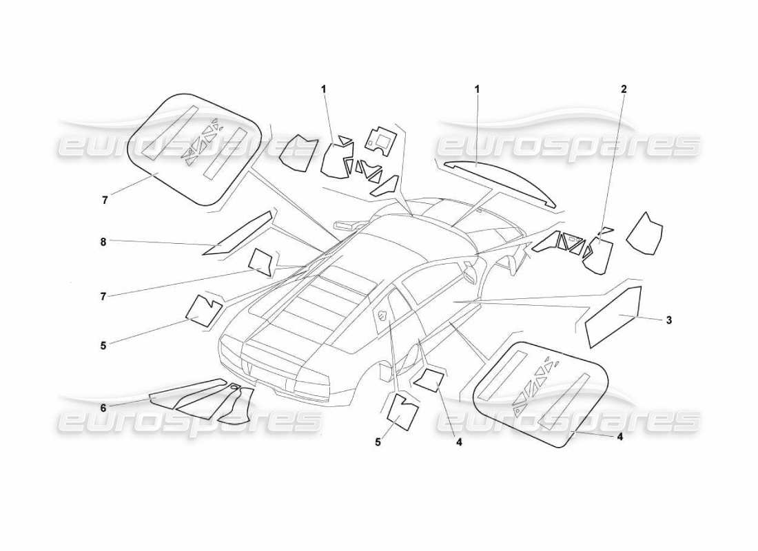 lamborghini murcielago lp670 insulations and soundproofing parts diagram