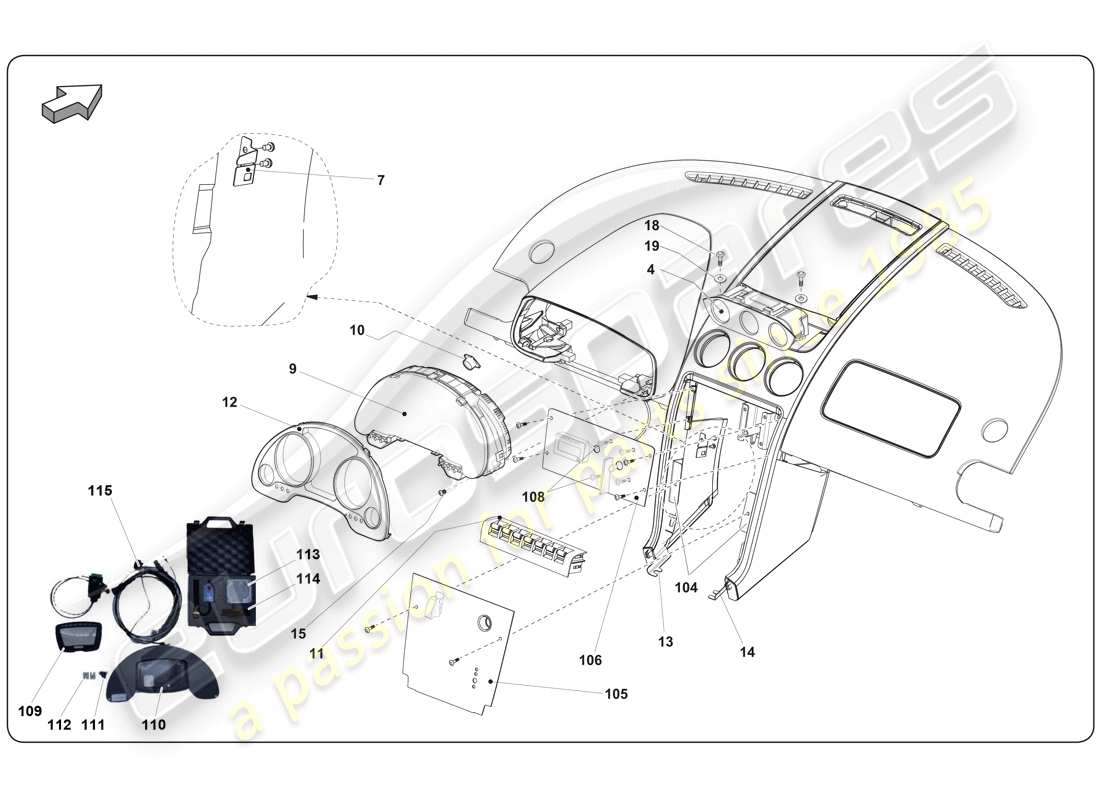 lamborghini super trofeo (2009-2014) interior part diagram