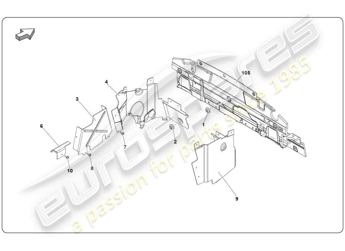 lamborghini super trofeo (2009-2014) heat shield part diagram