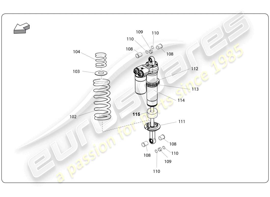 lamborghini super trofeo (2009-2014) rear suspension part diagram