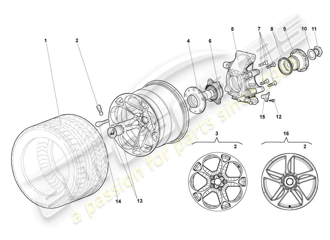 lamborghini murcielago roadster (2005) wheel bearing housing rear part diagram