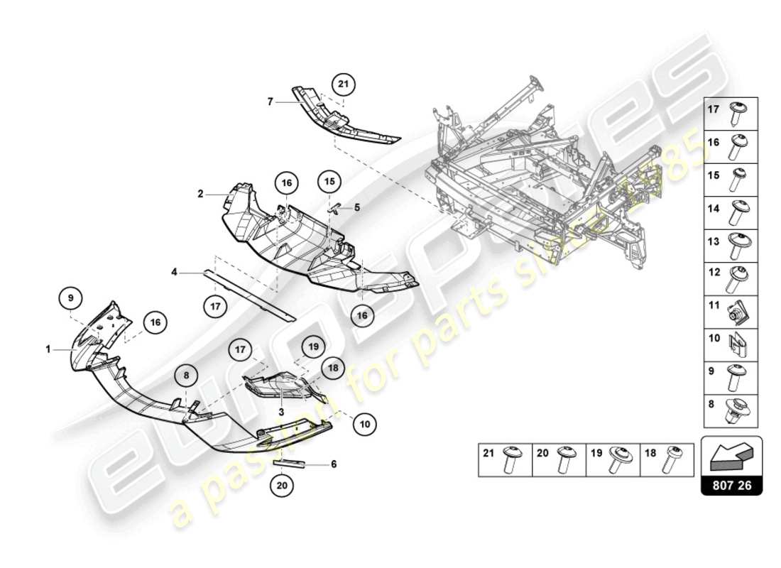 lamborghini sian (2021) bumper, complete front part diagram