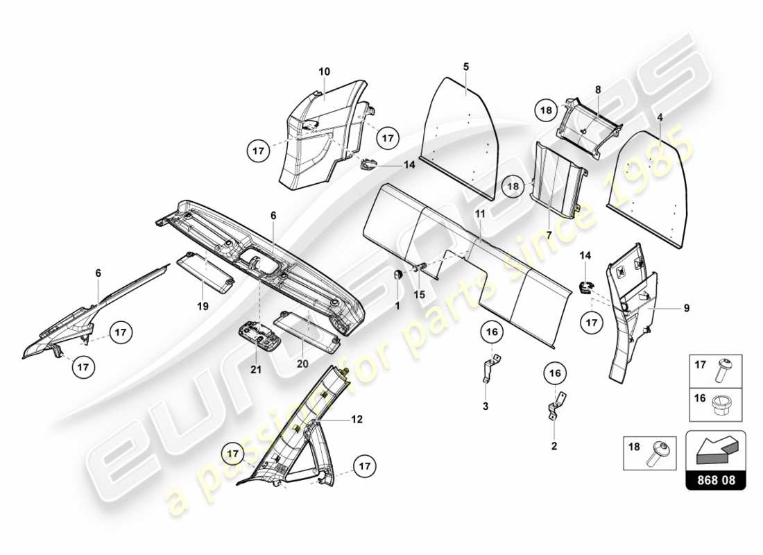 lamborghini centenario roadster (2017) interior decor part diagram