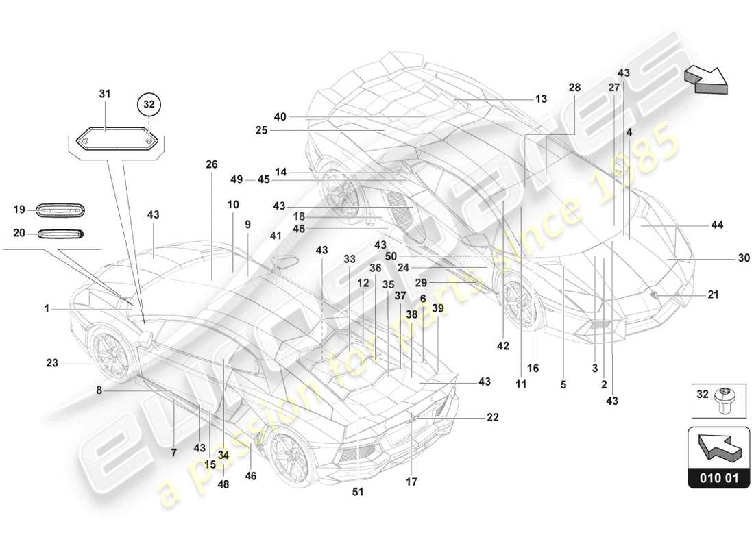 lamborghini lp720-4 coupe 50 (2014) type plates part diagram