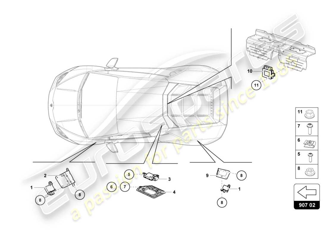 a part diagram from the lamborghini lp580-2 spyder (2016) parts catalogue