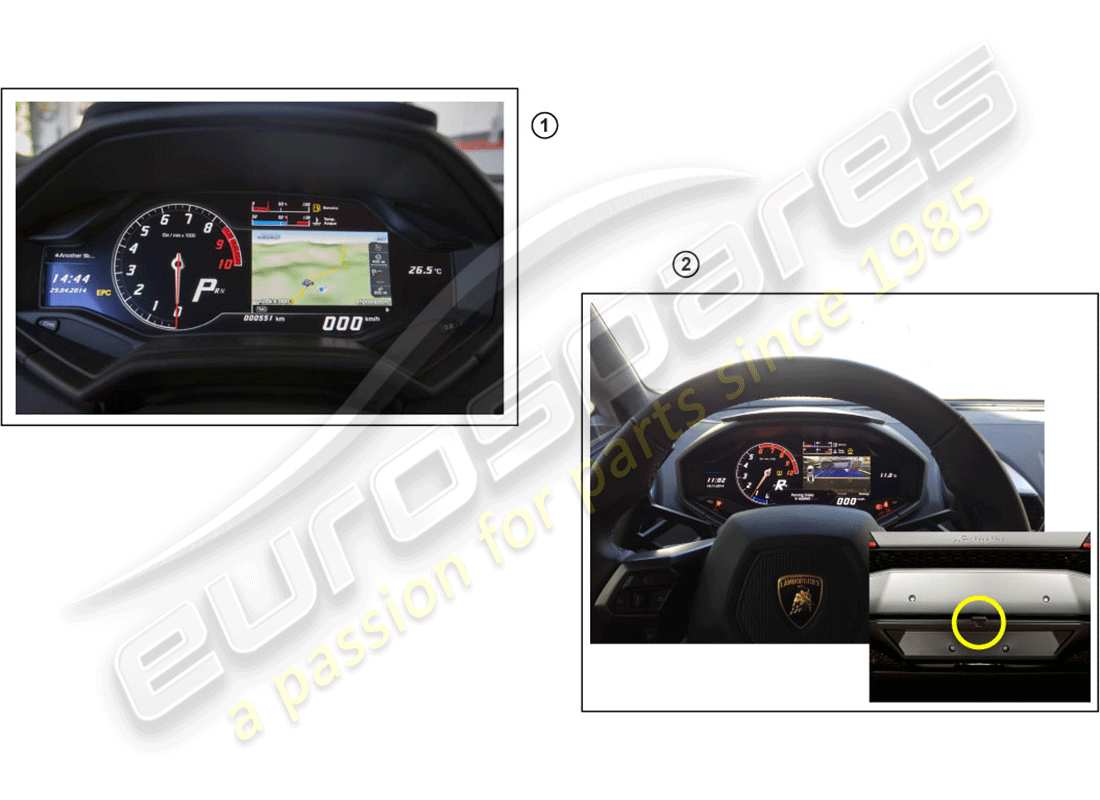 lamborghini huracan lp580-2 spyder (accessories) retrofit kit for dynamic navigation part diagram