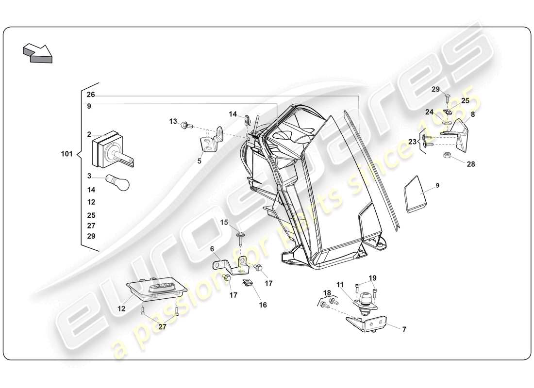 lamborghini super trofeo (2009-2014) light part diagram