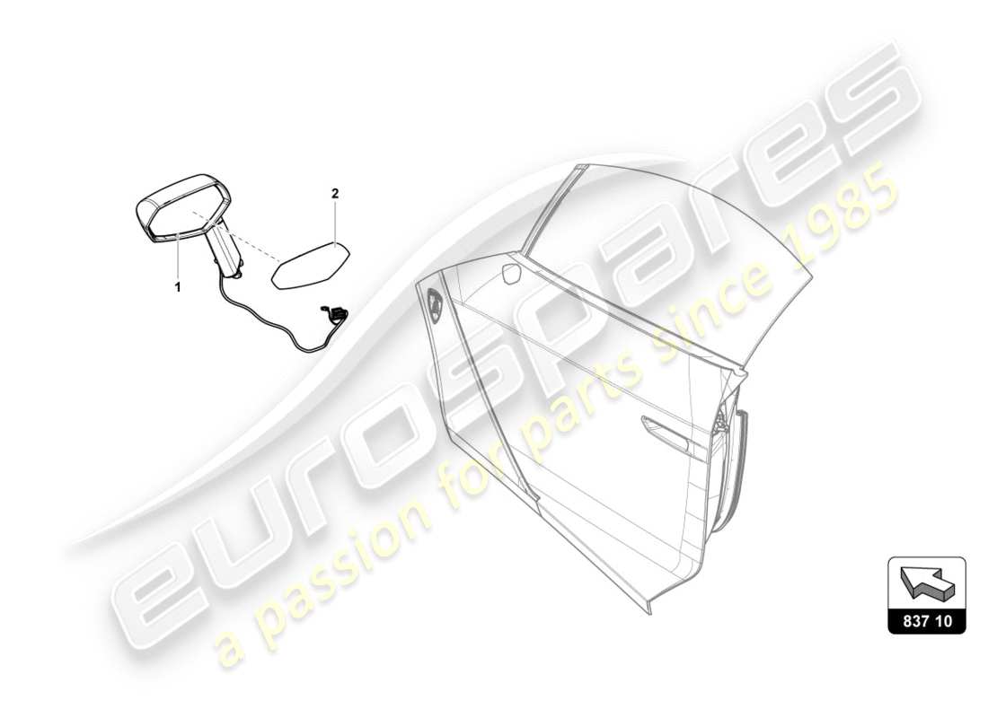 lamborghini centenario coupe (2017) exterior mirror part diagram