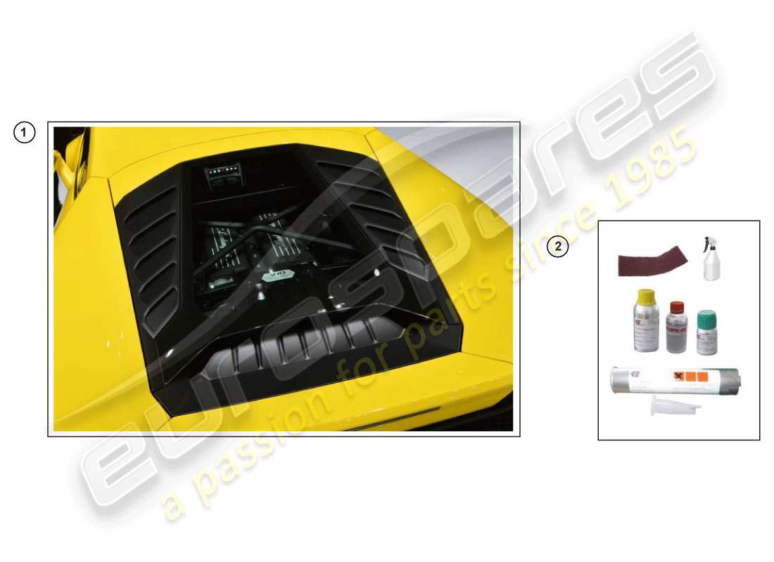 lamborghini huracan lp610-4 avio (accessories) 1 set attachment parts for bonnet part diagram