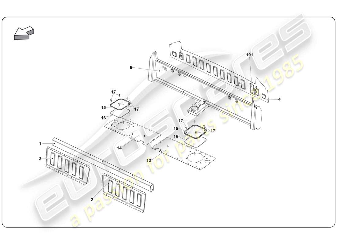 lamborghini super trofeo (2009-2014) chassis element part diagram