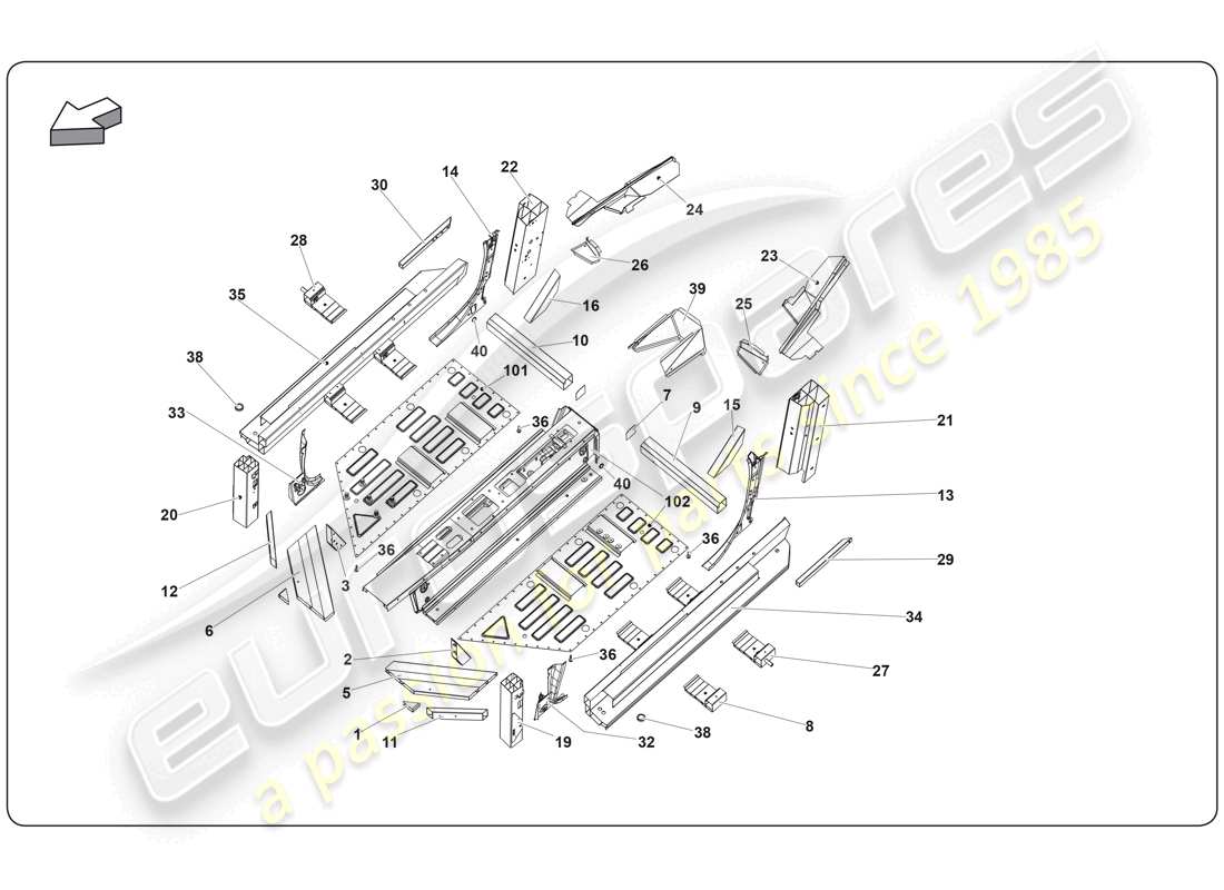 lamborghini super trofeo (2009-2014) chassis element part diagram