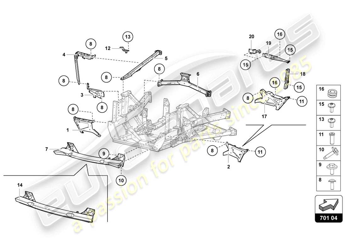 lamborghini lp720-4 coupe 50 (2014) trim frame rear part part diagram