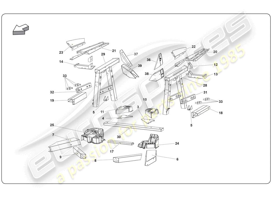 lamborghini super trofeo (2009-2014) chassis element part diagram