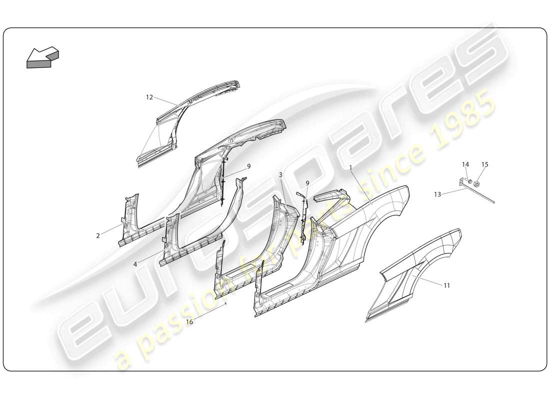 lamborghini super trofeo (2009-2014) chassis element part diagram