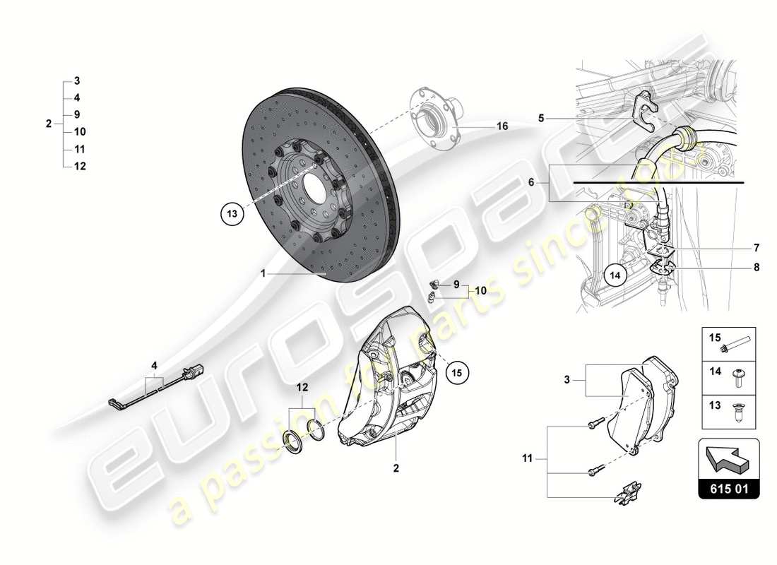 lamborghini centenario roadster (2017) brake disc front part diagram