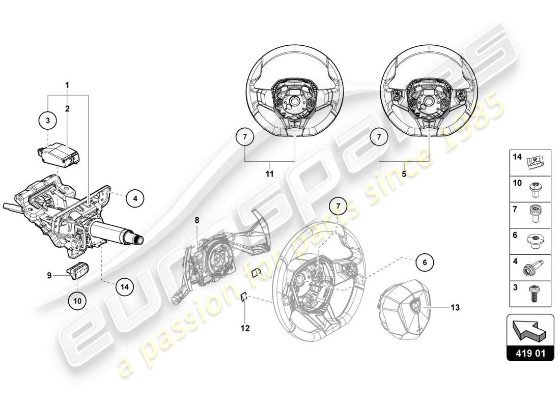 lamborghini lp720-4 coupe 50 (2014) steering system part diagram