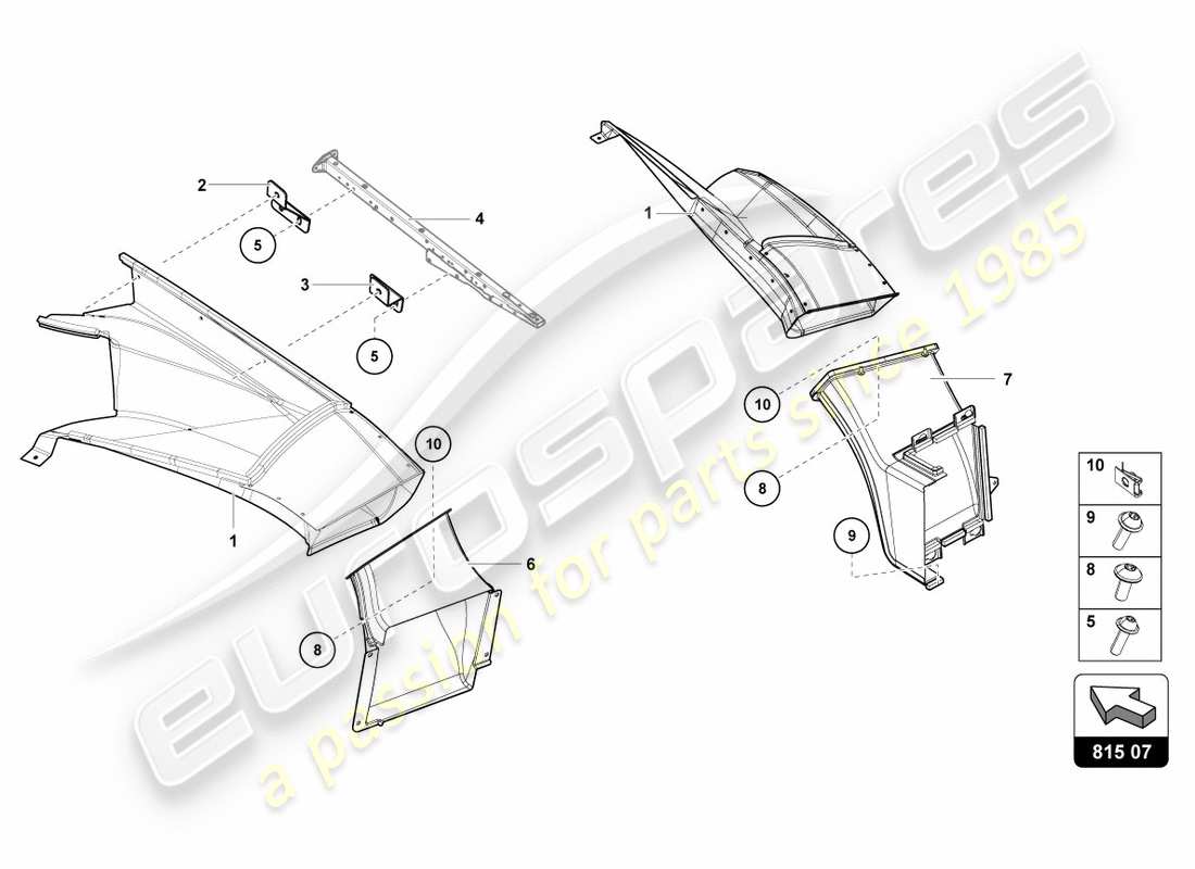 lamborghini centenario roadster (2017) air duct cardboard rear part diagram