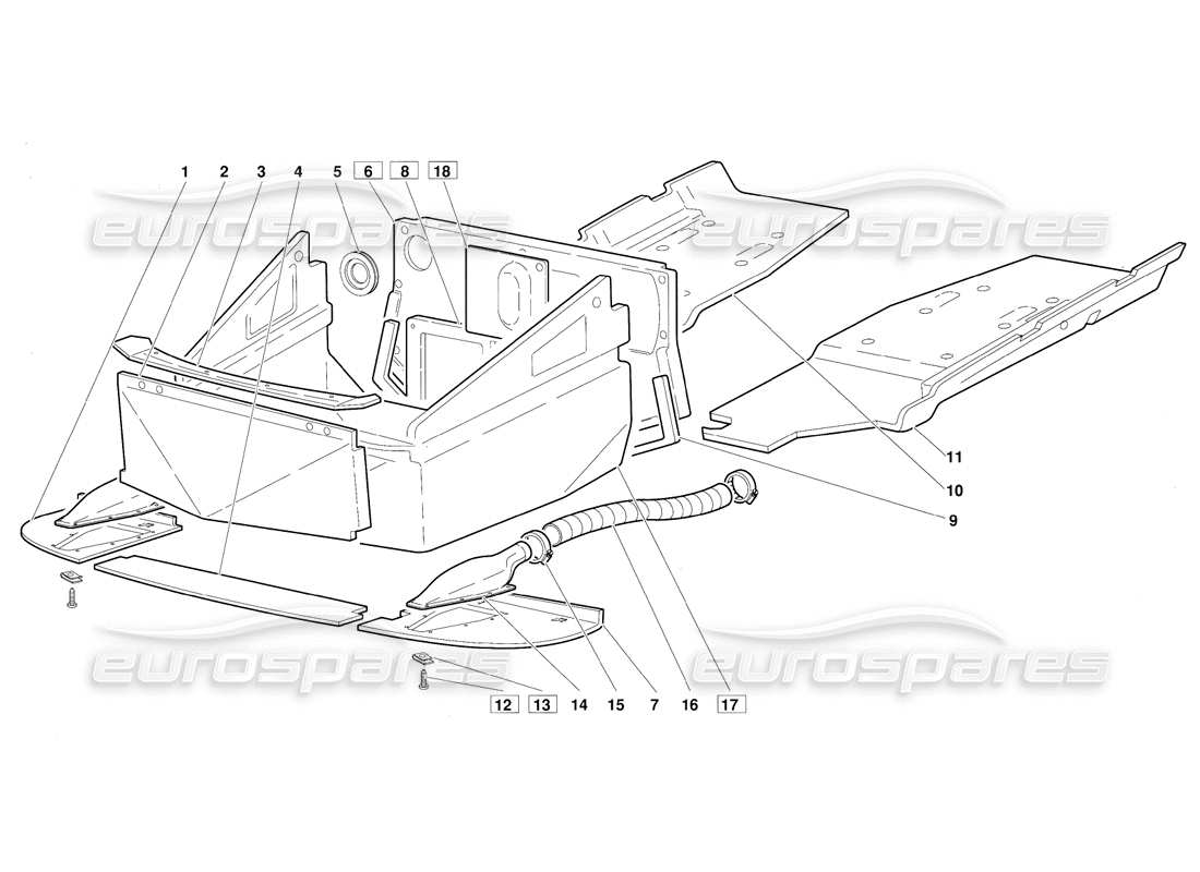 lamborghini diablo (1991) frame floor panels (valid for june 1992 version) part diagram