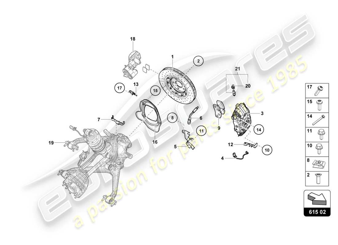 lamborghini performante coupe (2018) ceramic brake disc rear part diagram