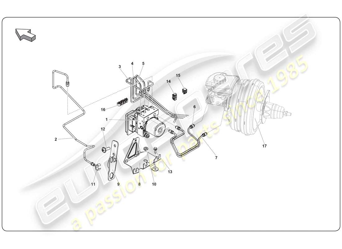 lamborghini super trofeo (2009-2014) brake system part diagram