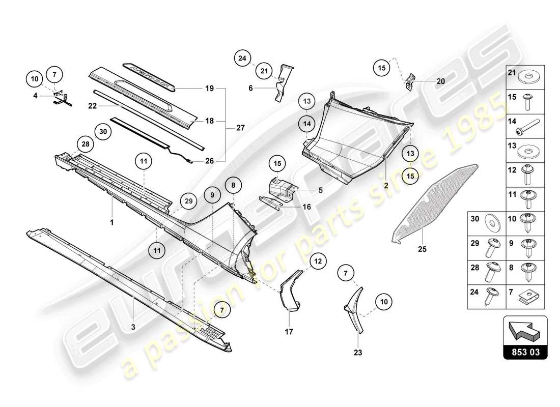 lamborghini lp740-4 s coupe (2019) lower external side member for wheel housing part diagram