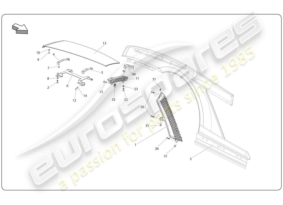 lamborghini super trofeo (2009-2014) rear fender part diagram