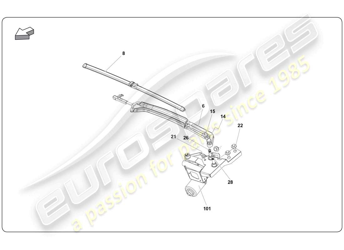 lamborghini super trofeo (2009-2014) wiper part diagram