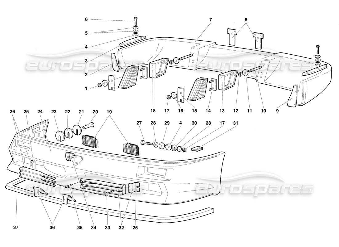 lamborghini diablo se30 (1995) bumpers part diagram