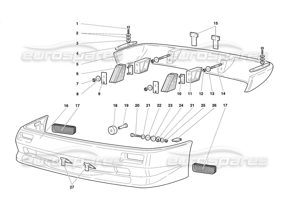 lamborghini diablo sv (1997) bumpers part diagram