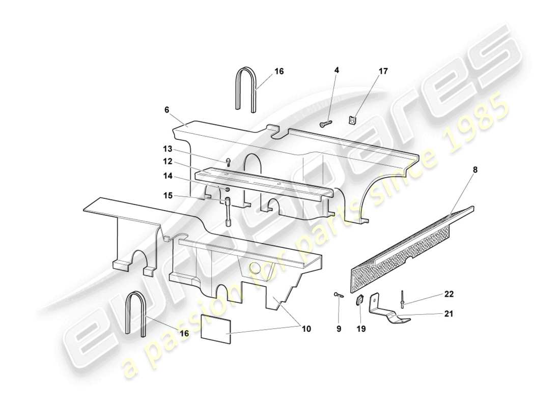 lamborghini murcielago roadster (2006) sound absorbers part diagram