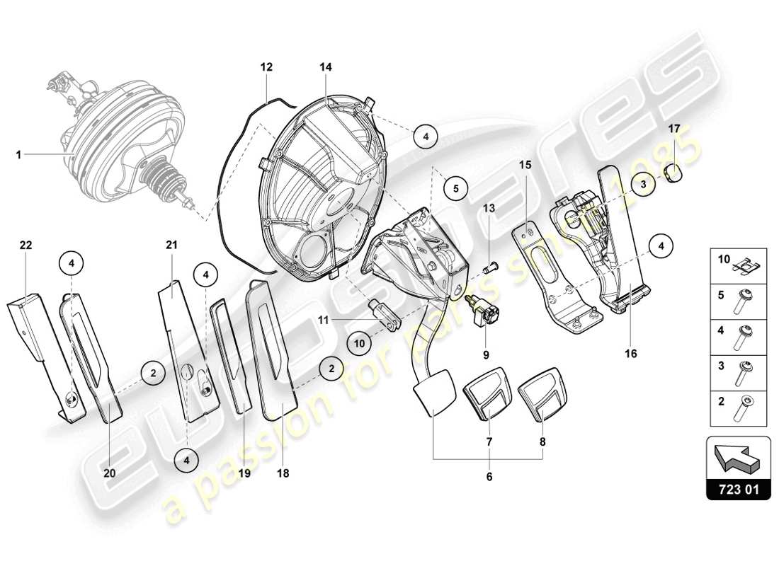 lamborghini lp720-4 coupe 50 (2014) brake and accel lever mech part diagram