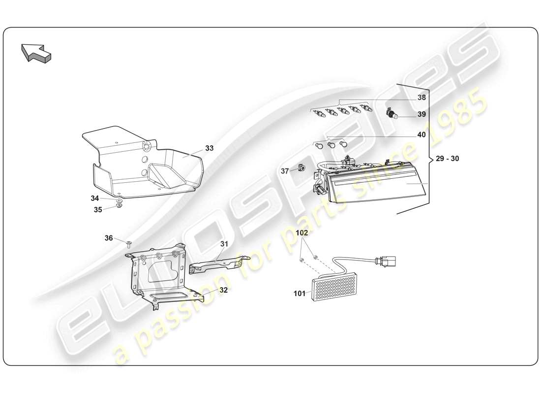 lamborghini super trofeo (2009-2014) light part diagram