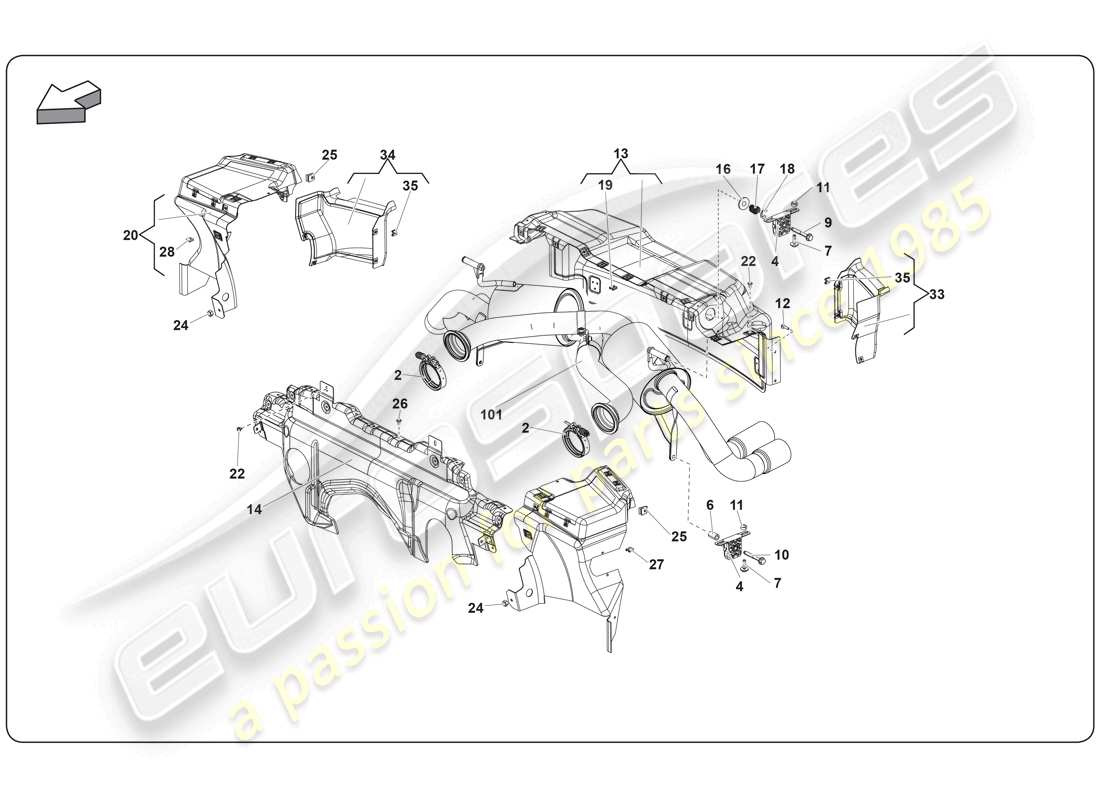 lamborghini super trofeo (2009-2014) muffler part diagram