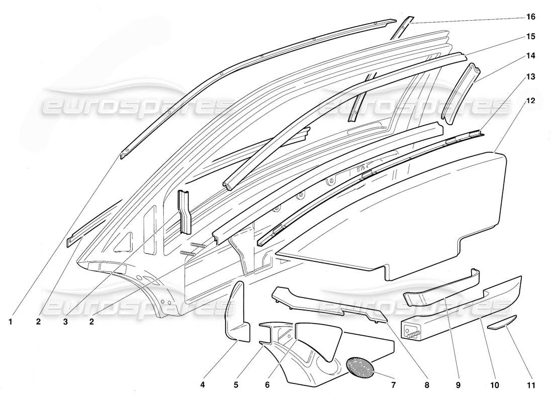 lamborghini diablo (1991) doors part diagram