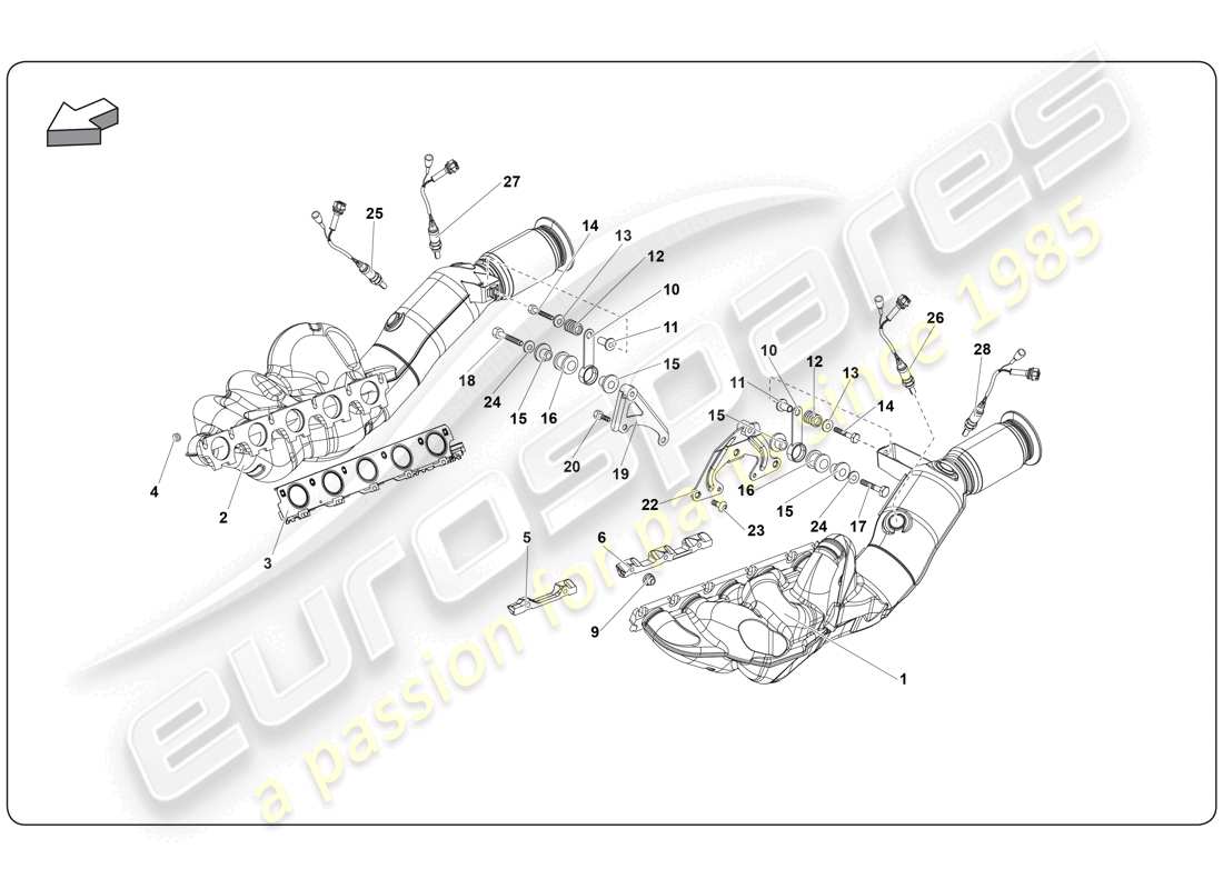 lamborghini super trofeo (2009-2014) muffler part diagram