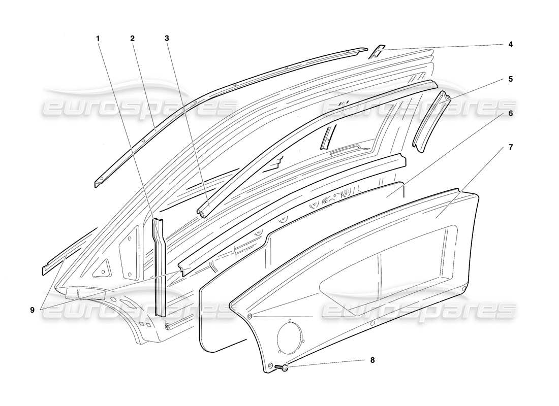 lamborghini diablo sv (1997) doors part diagram