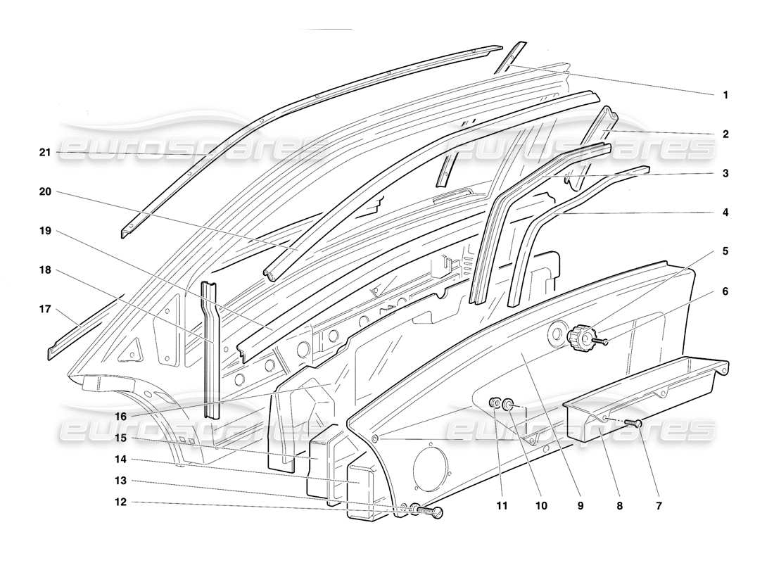 lamborghini diablo se30 (1995) doors part diagram