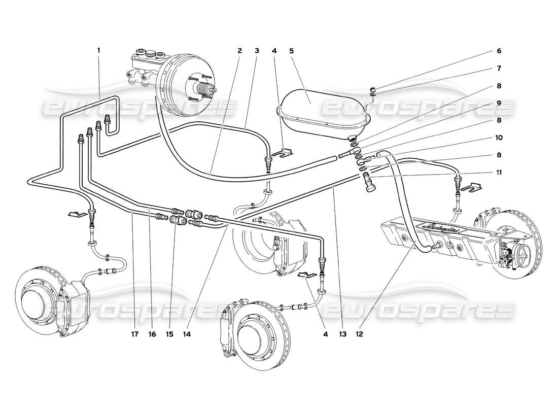 lamborghini diablo sv (1999) brake system part diagram