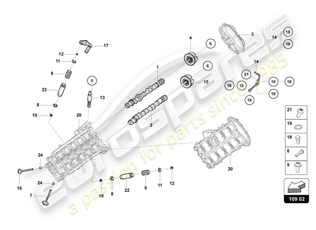 lamborghini lp610-4 spyder (2019) camshaft, valves part diagram