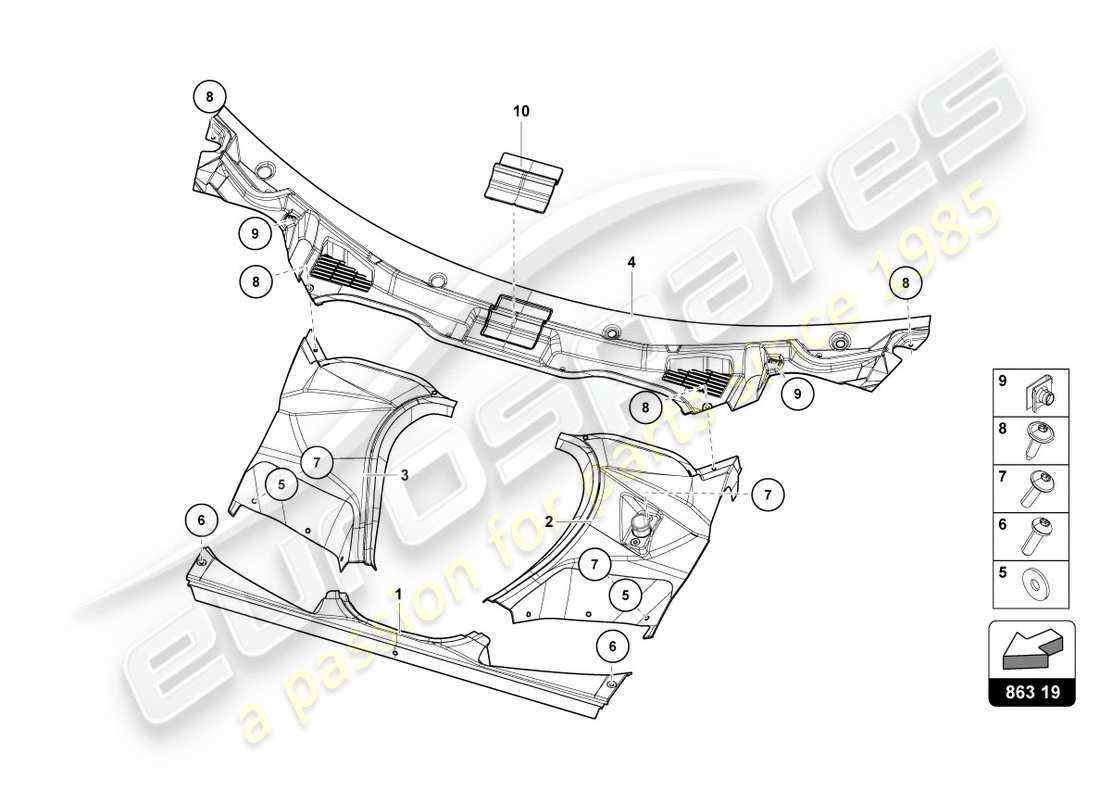 lamborghini centenario coupe (2017) luggage compartment lining part diagram