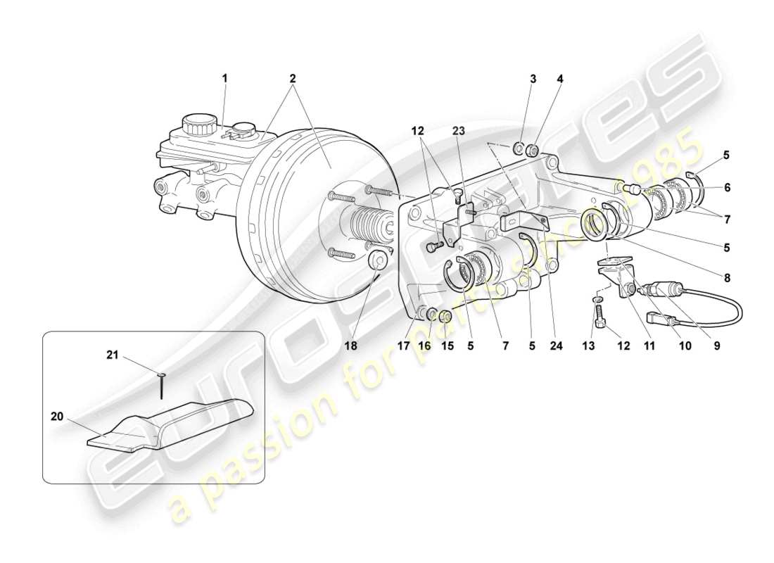 lamborghini murcielago coupe (2002) brake servo rhd part diagram