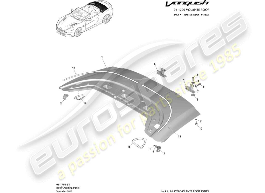 a part diagram from the aston martin vanquish (2018) parts catalogue