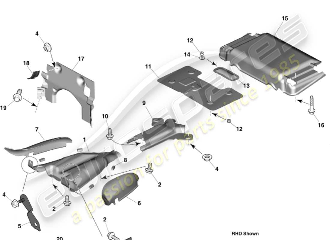 a part diagram from the aston martin vanquish (2015) parts catalogue