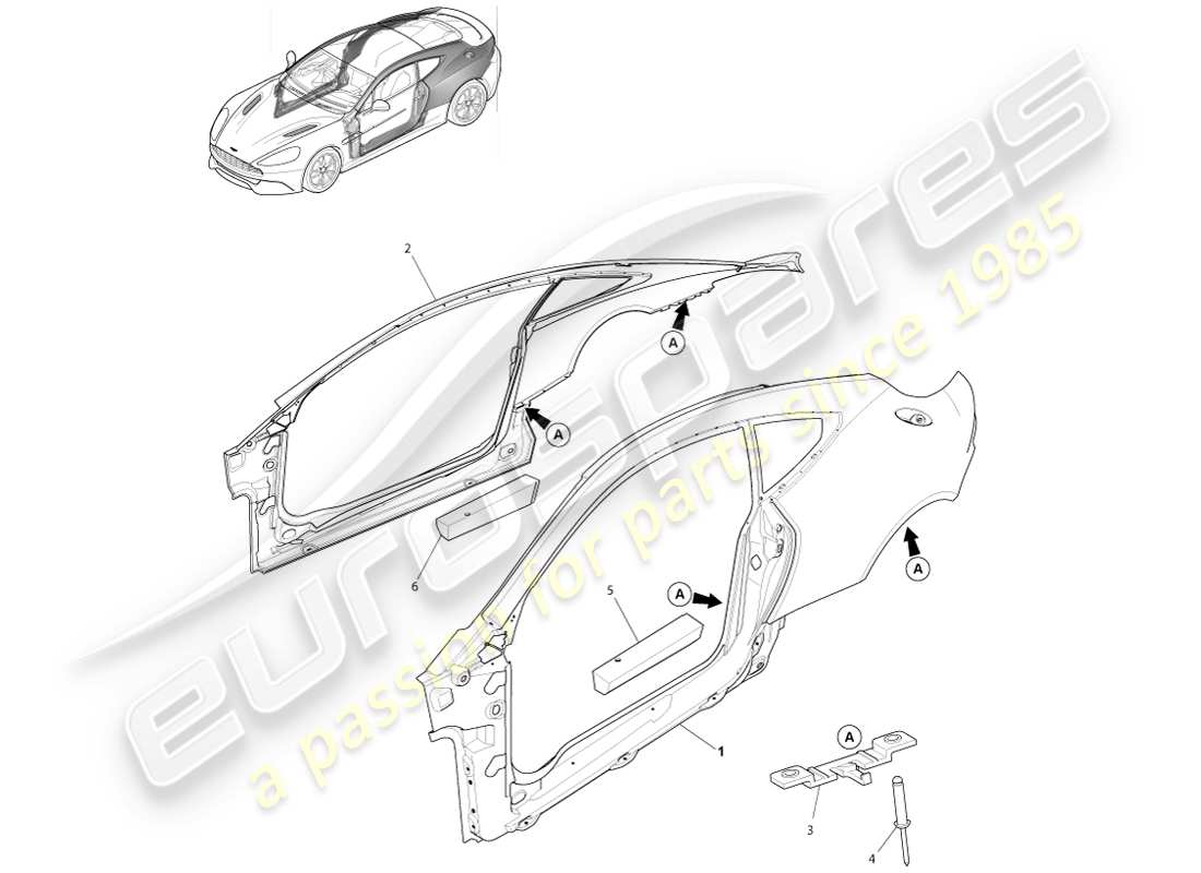 a part diagram from the aston martin vanquish (2013) parts catalogue