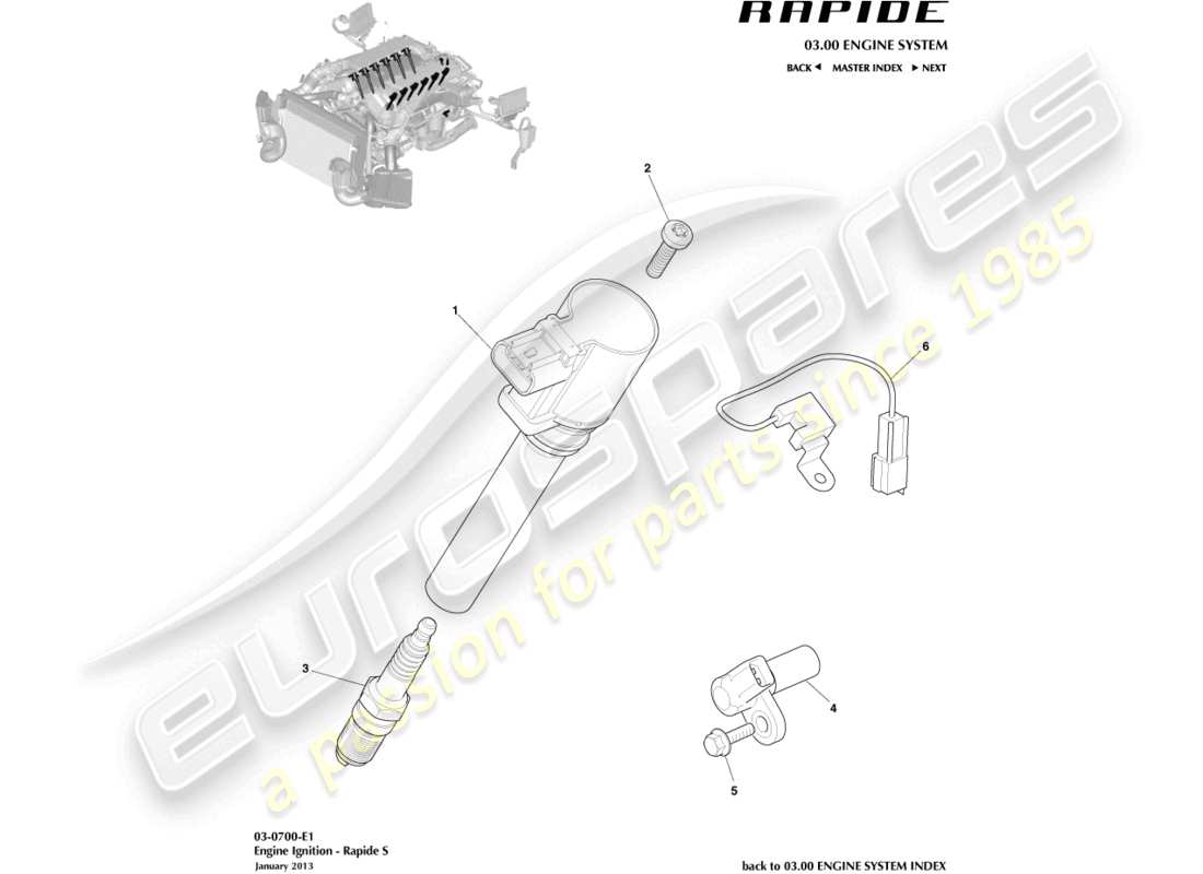 a part diagram from the aston martin rapide (2010) parts catalogue