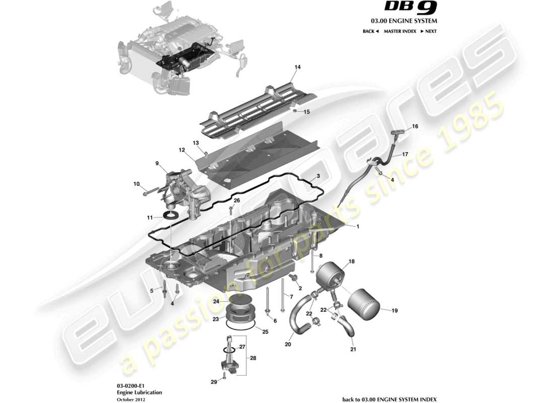 a part diagram from the aston martin db9 (2016) parts catalogue